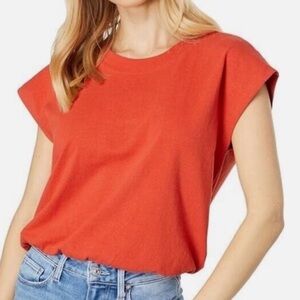 Madewell Women XXL Rust Red Casual Dolman-Sleeve Crewneck Tee In Slub